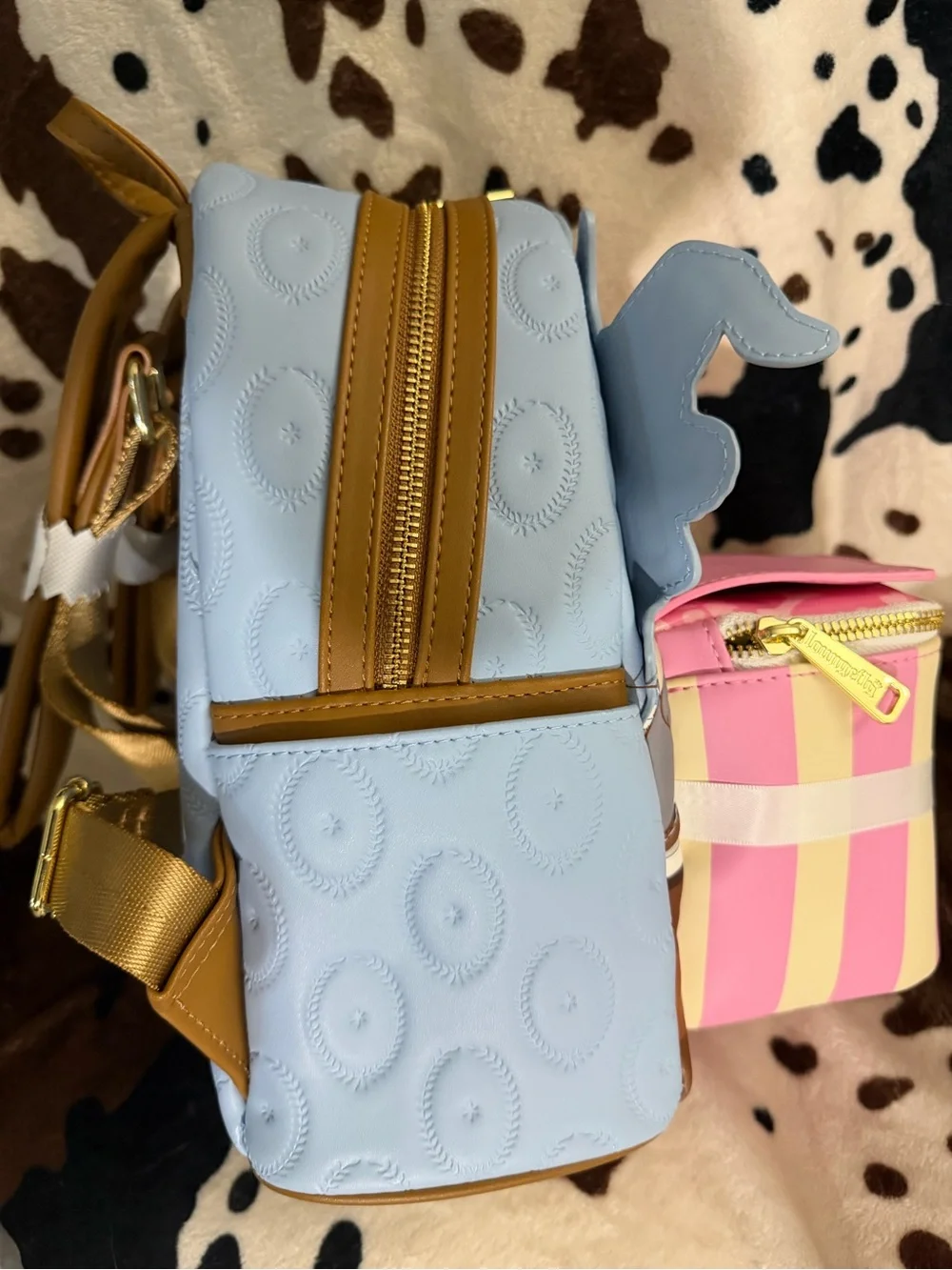 Loungefly Lady and the Tramp Pink & Cream Striped Bow Mini Backpack